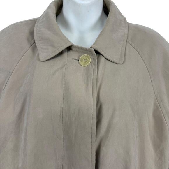 Talbots Womens Beige Tench Coat Jacket Lined Mid Length Casual Classic sz 8 - Picture 5 of 16